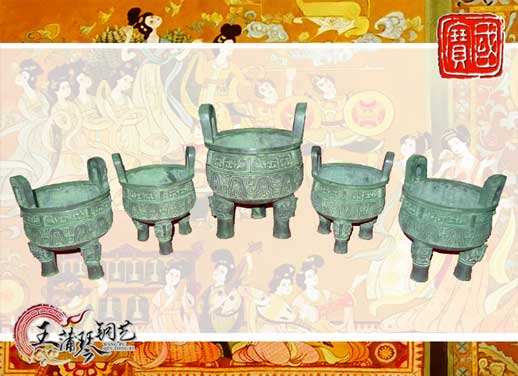 銅鼎，銅五鼎，中國鼎，佛像用鼎